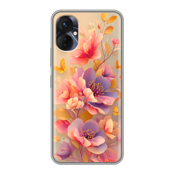 Силиконовый противоударный чехол на Tecno Spark 9 Pro с принтом Цветы и бабочки Силиконовый противоударный чехол на Tecno Spark 9 Pro с принтом Цветы и бабочки