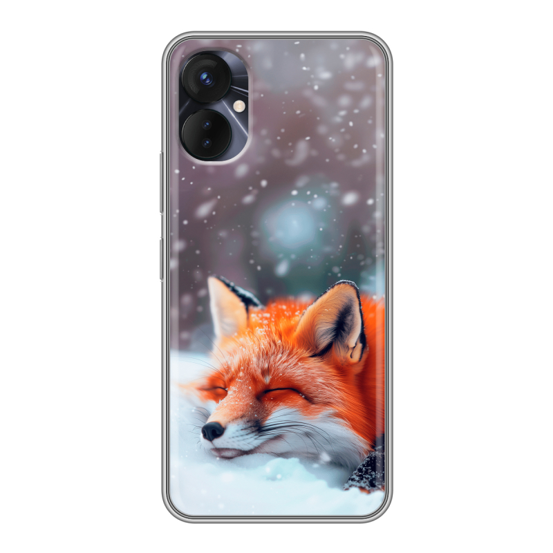 Силиконовый противоударный чехол на Tecno Spark 9 Pro с принтом лиса Силиконовый противоударный чехол на Tecno Spark 9 Pro с принтом лиса