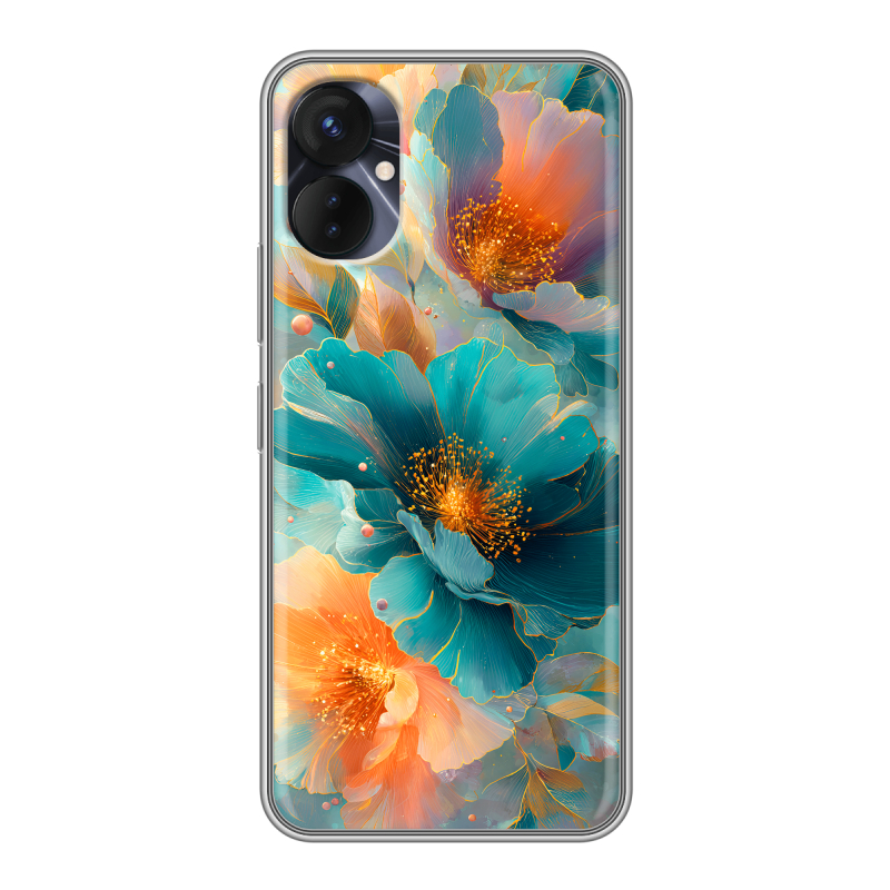 Силиконовый противоударный чехол на Tecno Spark 9 Pro с принтом Цветы Силиконовый противоударный чехол на Tecno Spark 9 Pro с принтом Цветы