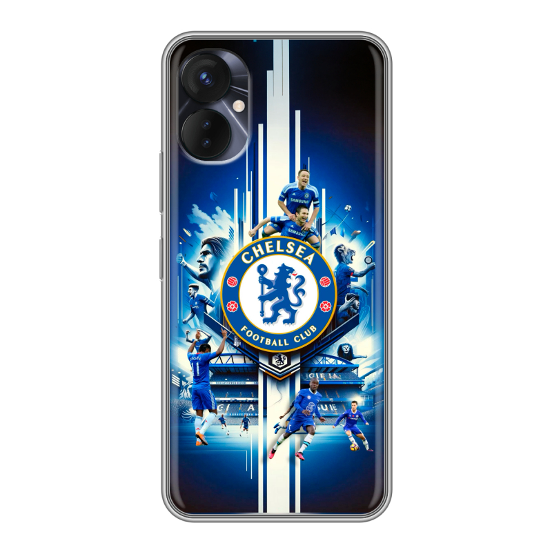 Силиконовый противоударный чехол на Tecno Spark 9 Pro с принтом Chelsea Челси Силиконовый противоударный чехол на Tecno Spark 9 Pro с принтом Chelsea Челси