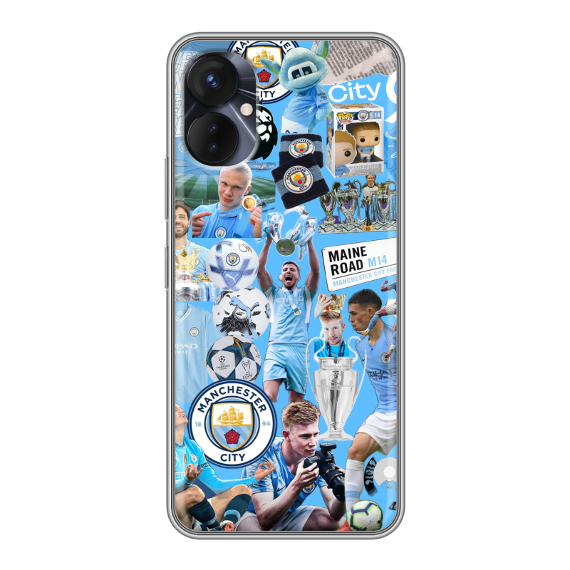 Силиконовый противоударный чехол на Tecno Spark 9 Pro с принтом Man City Манчестер Сити Силиконовый противоударный чехол на Tecno Spark 9 Pro с принтом Man City Манчестер Сити
