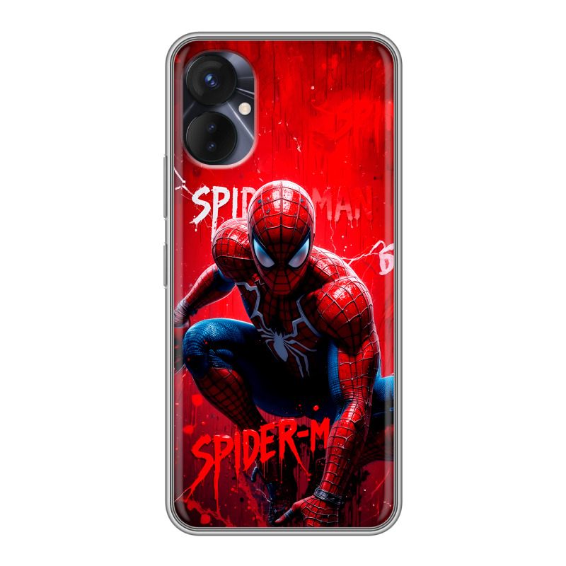 Силиконовый противоударный чехол на Tecno Spark 9 Pro с принтом Spiderman Человек паук Силиконовый противоударный чехол на Tecno Spark 9 Pro с принтом Spiderman Человек паук