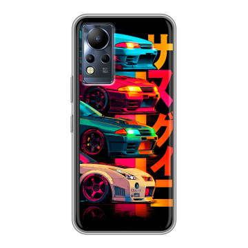 Силиконовый чехол на Infinix Note 12 с принтом Гоночные машины