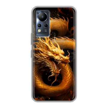 Силиконовый чехол на Infinix Note 12 с принтом Золотой дракон