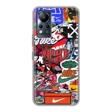 Силиконовый чехол на Infinix Note 12 с принтом Найк Nike яркий Силиконовый чехол на Infinix Note 12 с принтом Найк Nike яркий