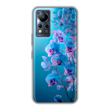 Силиконовый чехол на Infinix Note 12 с принтом голубые орхидеи Силиконовый чехол на Infinix Note 12 с принтом голубые орхидеи