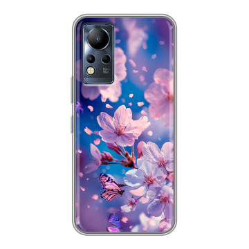 Силиконовый чехол на Infinix Note 12 с принтом цветы бабочки Силиконовый чехол на Infinix Note 12 с принтом цветы бабочки