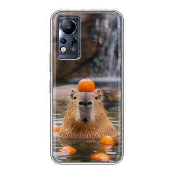 Силиконовый чехол на Infinix Note 12 с принтом Капибара с апельсином
