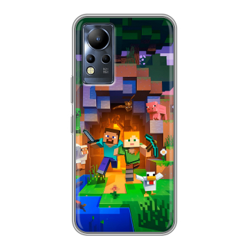 Силиконовый чехол на Infinix Note 12 с принтом Майнкрафт Minecraft