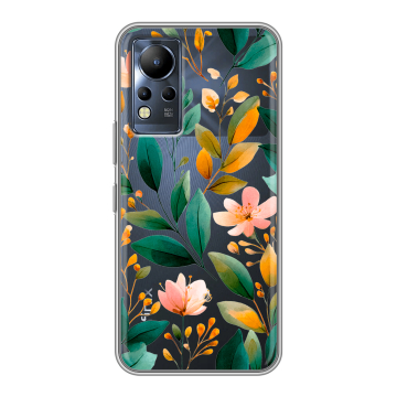 Силиконовый чехол на Infinix Note 12 с принтом Цветы паттерн Силиконовый чехол на Infinix Note 12 с принтом Цветы паттерн