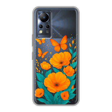 Силиконовый чехол на Infinix Note 12 с принтом цветы бабочки Силиконовый чехол на Infinix Note 12 с принтом цветы бабочки