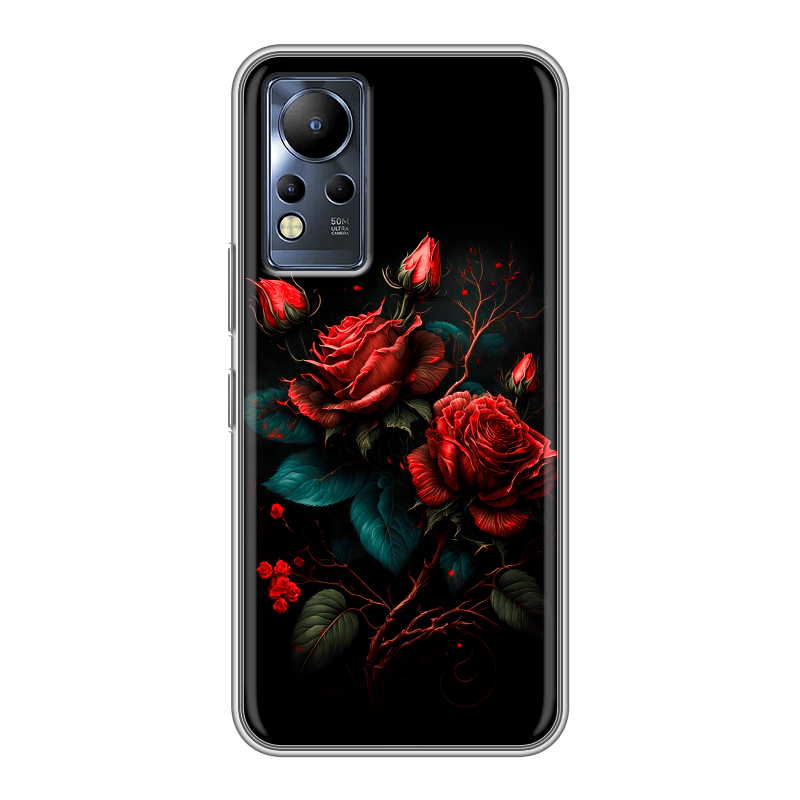 Силиконовый противоударный чехол на Infinix Note 12 с принтом Розы красные Силиконовый противоударный чехол на Infinix Note 12 с принтом Розы красные