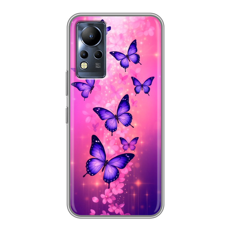 Силиконовый противоударный чехол на Infinix Note 12 с принтом Бабочки Силиконовый противоударный чехол на Infinix Note 12 с принтом Бабочки