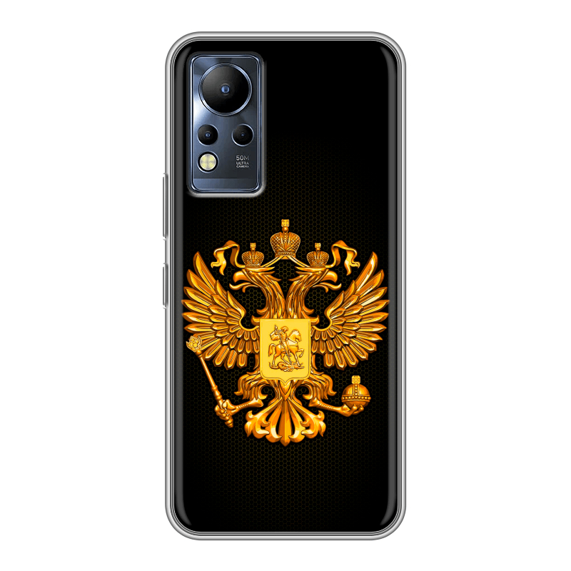 Силиконовый чехол на Infinix Note 12 с принтом Герб России желтый Силиконовый чехол на Infinix Note 12 с принтом Герб России желтый