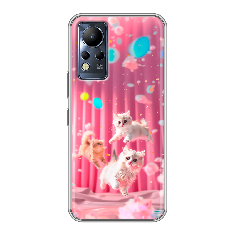 Силиконовый чехол на Infinix Note 12 с принтом милые котики Силиконовый чехол на Infinix Note 12 с принтом милые котики
