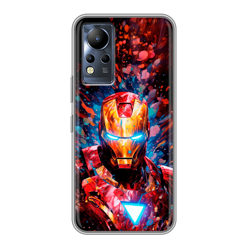 Силиконовый противоударный чехол на Infinix Note 12 с принтом Железный человек Ironman Силиконовый противоударный чехол на Infinix Note 12 с принтом Железный человек Ironman