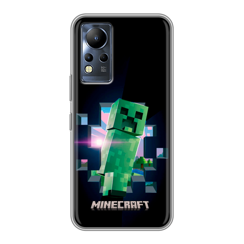 Силиконовый противоударный чехол на Infinix Note 12 с принтом Майнкрафт Minecraft Силиконовый противоударный чехол на Infinix Note 12 с принтом Майнкрафт Minecraft