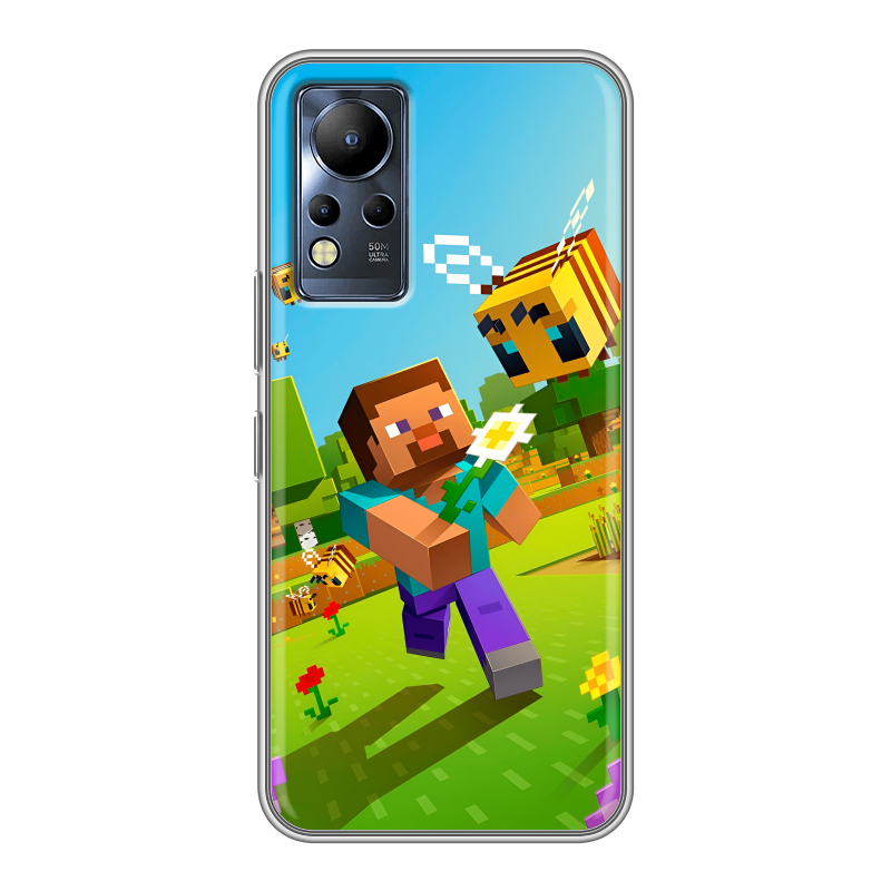 Силиконовый противоударный чехол на Infinix Note 12 с принтом Майнкрафт Minecraft Силиконовый противоударный чехол на Infinix Note 12 с принтом Майнкрафт Minecraft