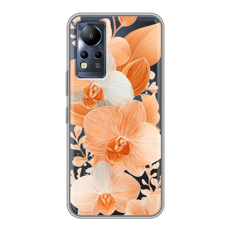 Силиконовый противоударный чехол на Infinix Note 12 с принтом Бежевые цветы Силиконовый противоударный чехол на Infinix Note 12 с принтом Бежевые цветы