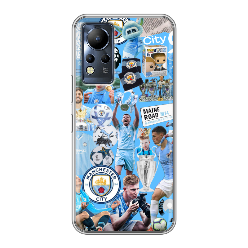 Силиконовый противоударный чехол на Infinix Note 12 с принтом Man City Манчестер Сити Силиконовый противоударный чехол на Infinix Note 12 с принтом Man City Манчестер Сити