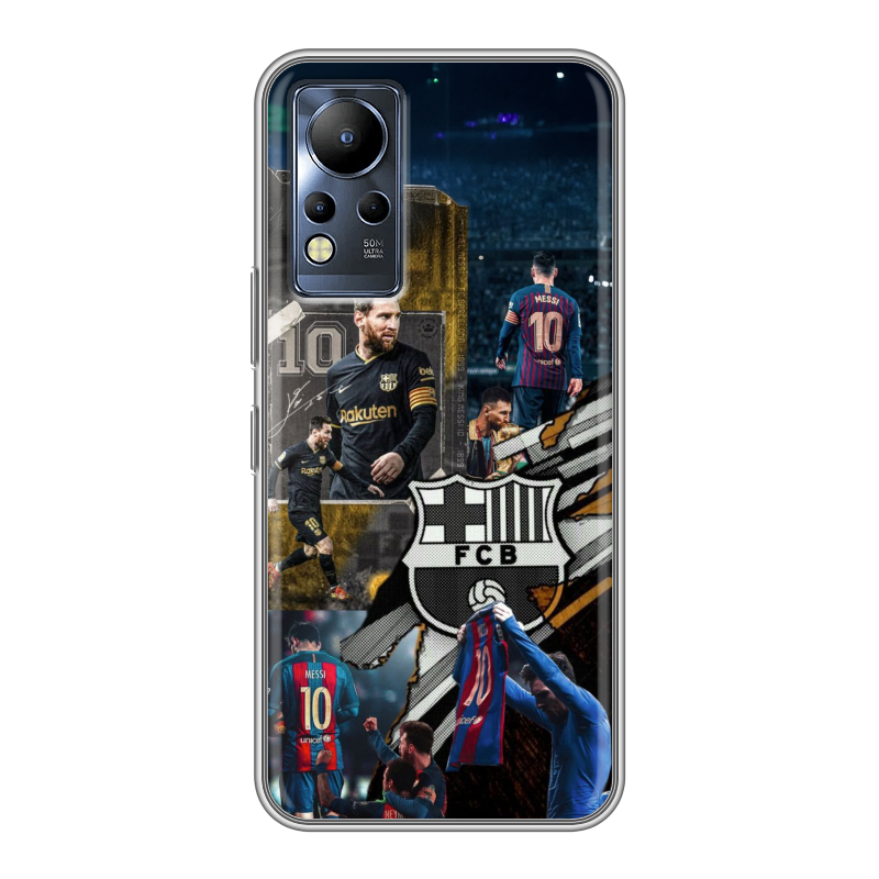 Силиконовый противоударный чехол на Infinix Note 12 с принтом Messi Barcelona Силиконовый противоударный чехол на Infinix Note 12 с принтом Messi Barcelona