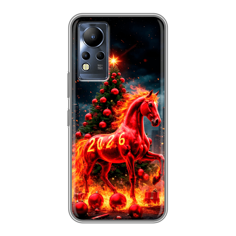 Силиконовый противоударный чехол на Infinix Note 12 с принтом Новый год Силиконовый противоударный чехол на Infinix Note 12 с принтом Новый год