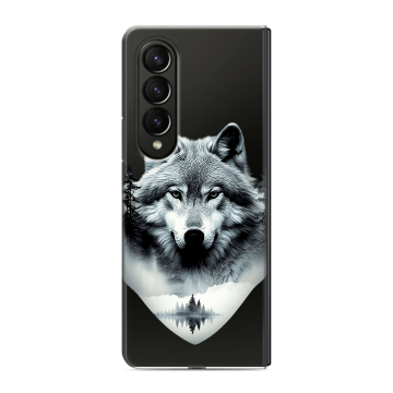 Пластиковый чехол на Samsung Galaxy Z Fold 4 с принтом Волк в лесу Пластиковый чехол на Samsung Galaxy Z Fold 4 с принтом Волк в лесу