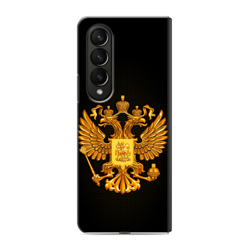 Пластиковый чехол на Samsung Galaxy Z Fold 4 с принтом Герб России желтый Пластиковый чехол на Samsung Galaxy Z Fold 4 с принтом Герб России желтый