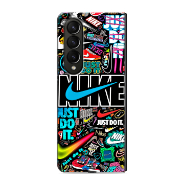 Пластиковый чехол на Samsung Galaxy Z Fold 4 с принтом найк nike черный Пластиковый чехол на Samsung Galaxy Z Fold 4 с принтом найк nike черный