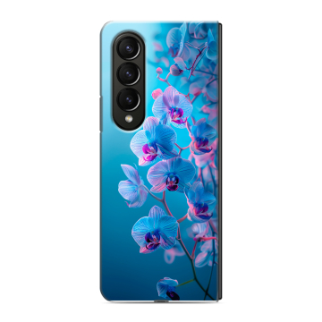 Пластиковый чехол на Samsung Galaxy Z Fold 4 с принтом голубые орхидеи Пластиковый чехол на Samsung Galaxy Z Fold 4 с принтом голубые орхидеи