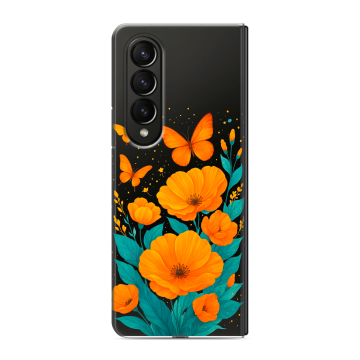 Пластиковый чехол на Samsung Galaxy Z Fold 4 с принтом цветы бабочки Пластиковый чехол на Samsung Galaxy Z Fold 4 с принтом цветы бабочки