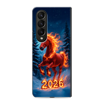 Пластиковый чехол на Samsung Galaxy Z Fold 4 с принтом Новый год коня Пластиковый чехол на Samsung Galaxy Z Fold 4 с принтом Новый год коня
