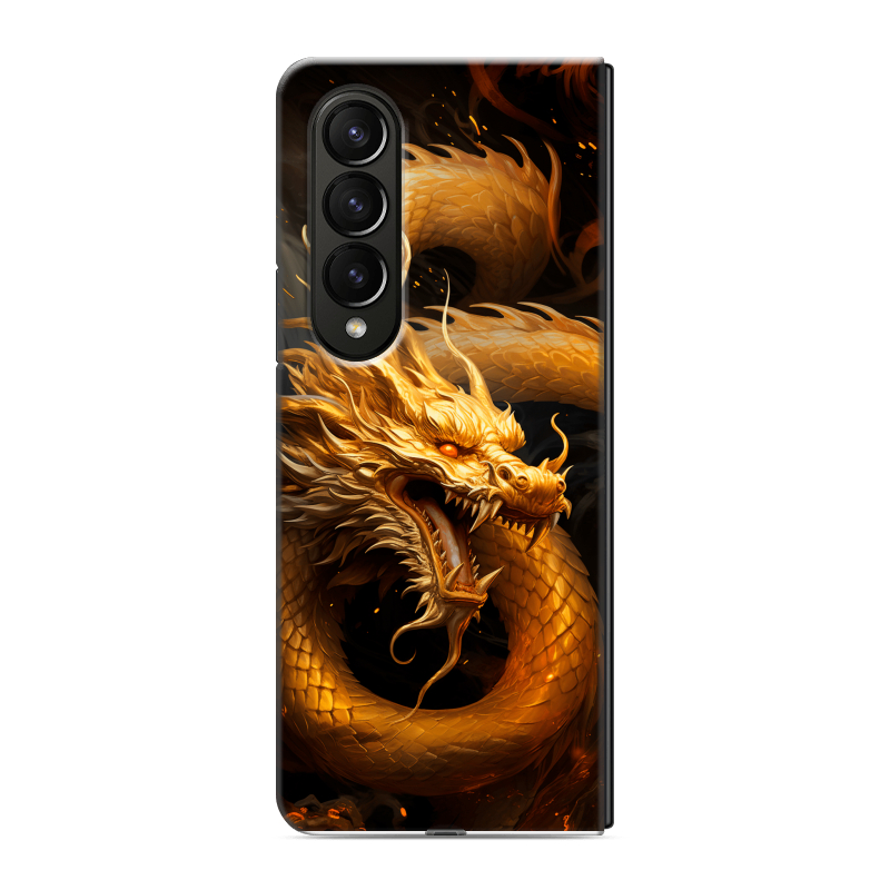 Пластиковый чехол на Samsung Galaxy Z Fold 4 с принтом Золотой дракон Пластиковый чехол на Samsung Galaxy Z Fold 4 с принтом Золотой дракон