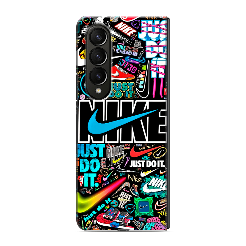 Пластиковый чехол на Samsung Galaxy Z Fold 4 с принтом найк nike черный Пластиковый чехол на Samsung Galaxy Z Fold 4 с принтом найк nike черный