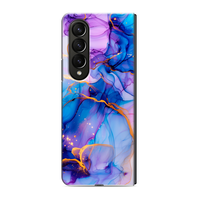 Пластиковый чехол на Samsung Galaxy Z Fold 4 с принтом синий мрамор Пластиковый чехол на Samsung Galaxy Z Fold 4 с принтом синий мрамор
