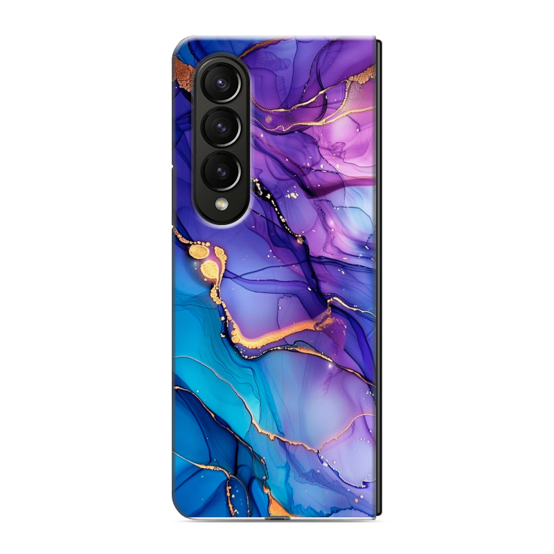Пластиковый чехол на Samsung Galaxy Z Fold 4 с принтом синий мрамор Пластиковый чехол на Samsung Galaxy Z Fold 4 с принтом синий мрамор