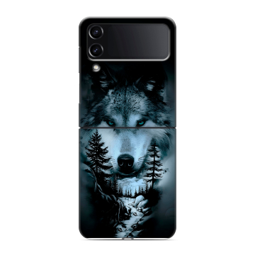 Пластиковый чехол на Samsung Galaxy Z Flip 4 с принтом Лесной волк Пластиковый чехол на Samsung Galaxy Z Flip 4 с принтом Лесной волк