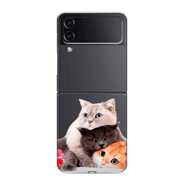 Пластиковый чехол на Samsung Galaxy Z Flip 4 с принтом Кошки Пластиковый чехол на Samsung Galaxy Z Flip 4 с принтом Кошки