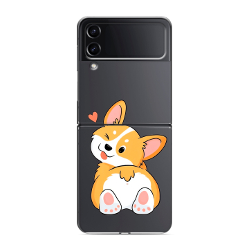 Пластиковый чехол на Samsung Galaxy Z Flip 4 с принтом Корги
