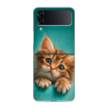 Пластиковый чехол на Samsung Galaxy Z Flip 4 с принтом котенок Пластиковый чехол на Samsung Galaxy Z Flip 4 с принтом котенок