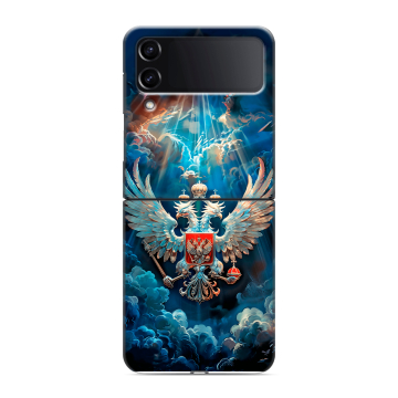 Пластиковый чехол на Samsung Galaxy Z Flip 4 с принтом Герб флаг России