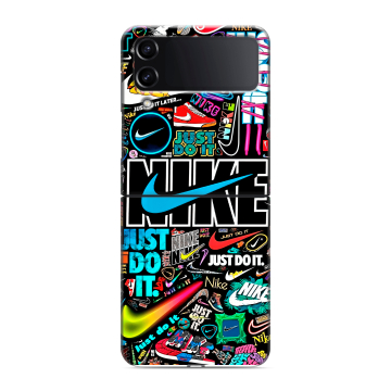 Пластиковый чехол на Samsung Galaxy Z Flip 4 с принтом найк nike черный Пластиковый чехол на Samsung Galaxy Z Flip 4 с принтом найк nike черный