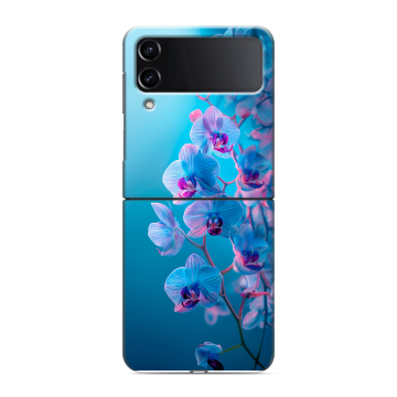 Пластиковый чехол на Samsung Galaxy Z Flip 4 с принтом голубые орхидеи