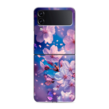 Пластиковый чехол на Samsung Galaxy Z Flip 4 с принтом цветы бабочки