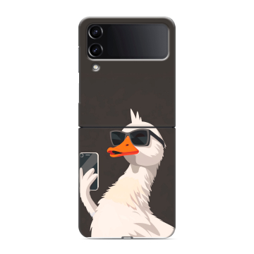 Пластиковый чехол на Samsung Galaxy Z Flip 4 с принтом утка в очках