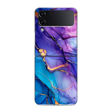 Пластиковый чехол на Samsung Galaxy Z Flip 4 с принтом синий мрамор