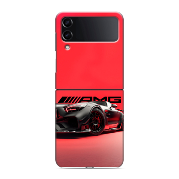 Пластиковый чехол на Samsung Galaxy Z Flip 4 с принтом Мерседес Mercedes AMG