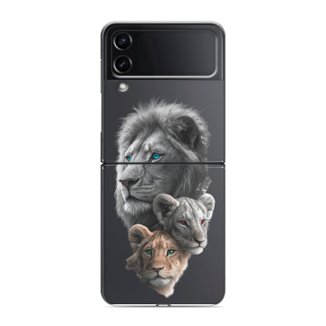 Пластиковый чехол на Samsung Galaxy Z Flip 4 с принтом Львы