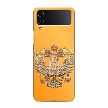 Пластиковый чехол на Samsung Galaxy Z Flip 4 с принтом Герб Флаг России
