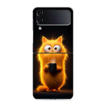 Пластиковый чехол на Samsung Galaxy Z Flip 4 с принтом Смешной кот Пластиковый чехол на Samsung Galaxy Z Flip 4 с принтом Смешной кот